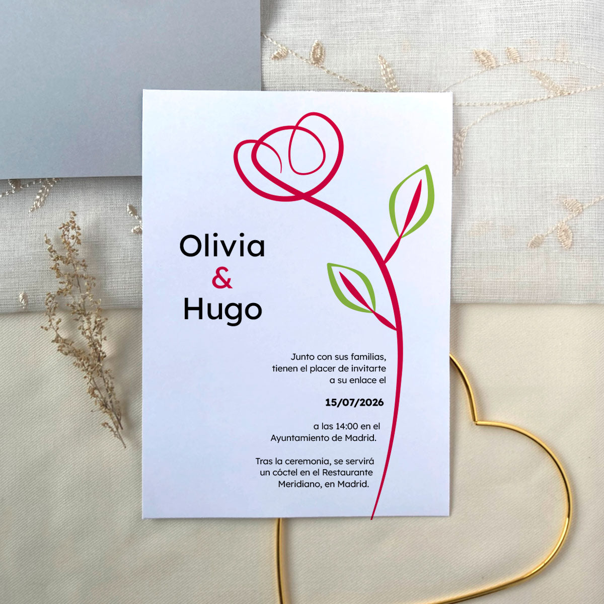 InvitaMagia - Invitación de Boda Modern Rose
