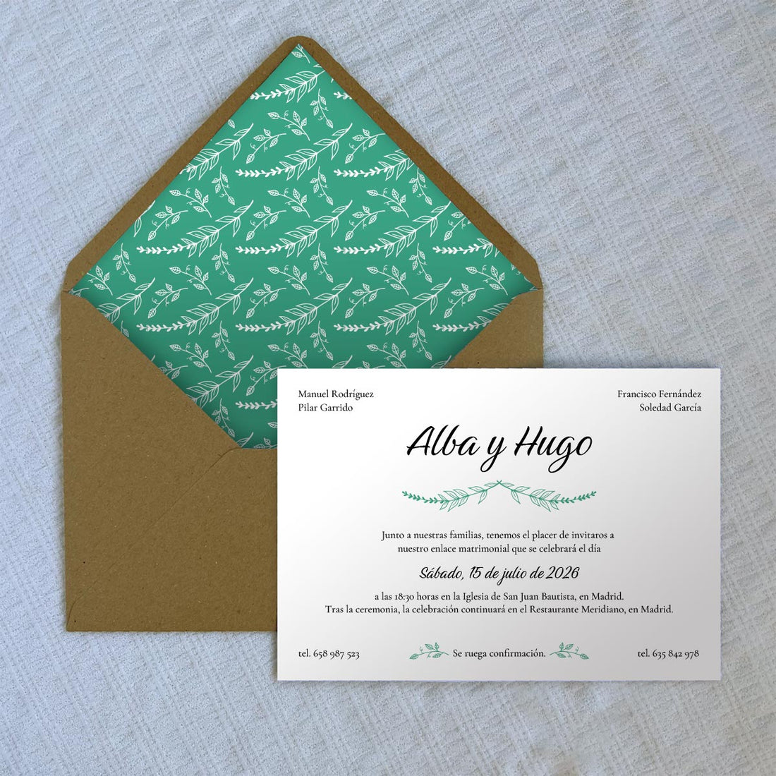 InvitaMagia - Invitación de Boda Vintage Leaf
