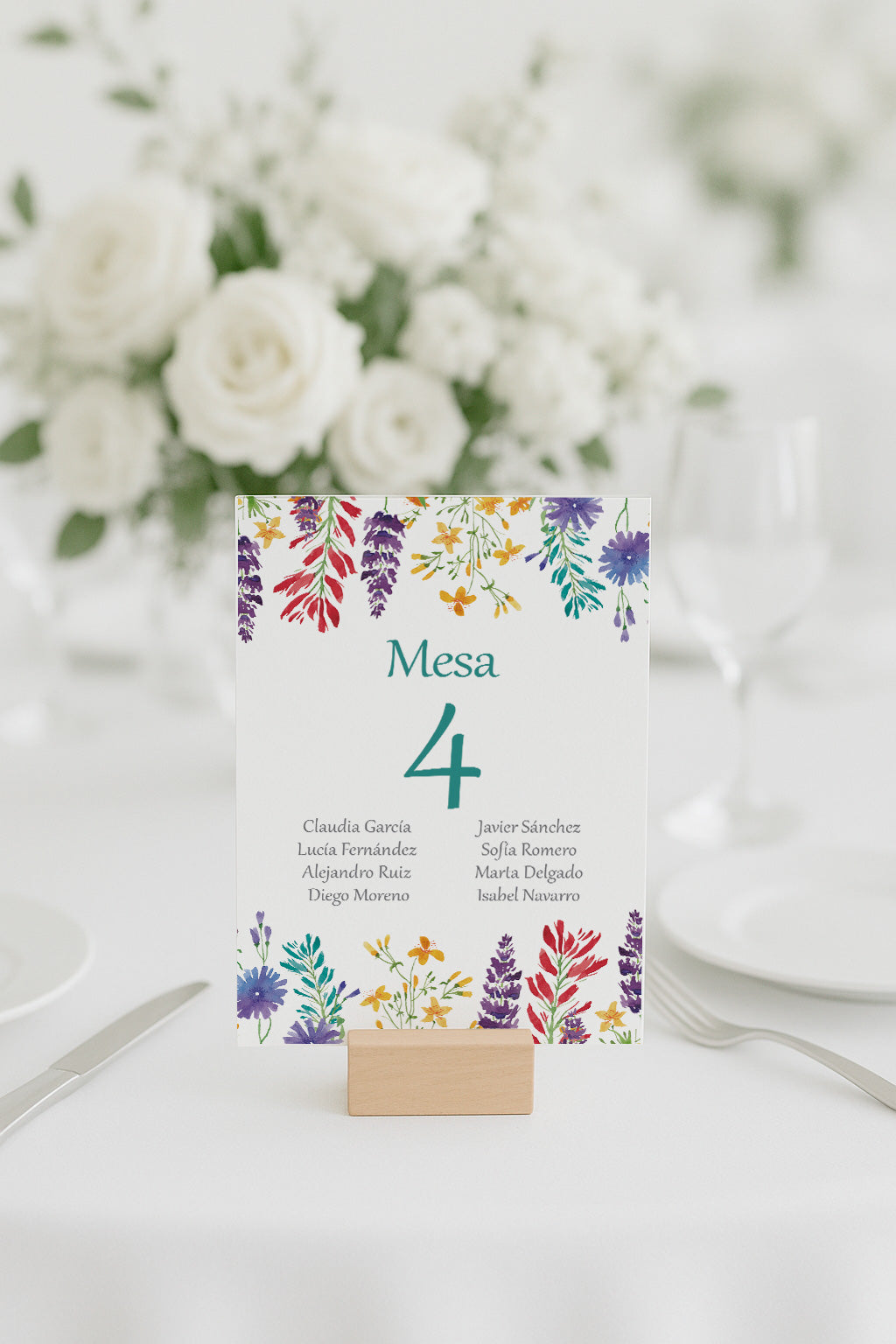 Plan de Mesa Watercolor Garden