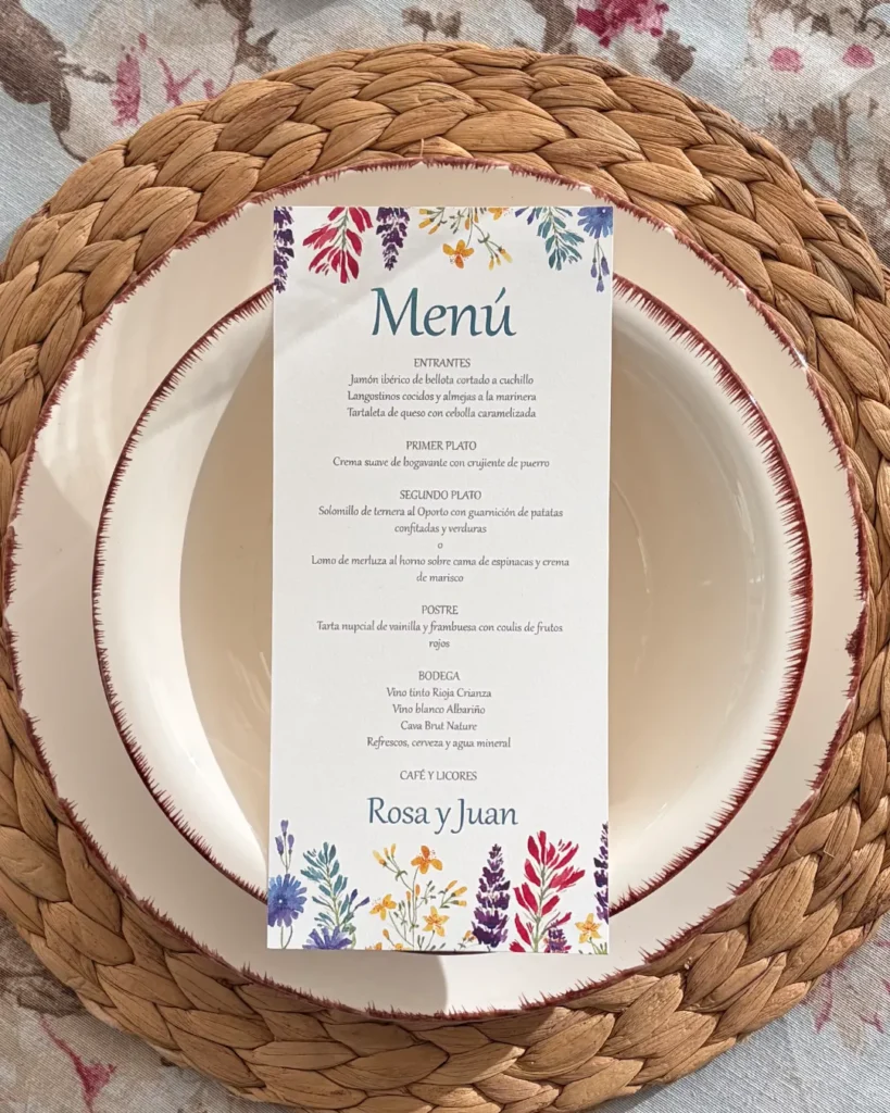 Invitación de Boda Acuarela 010 - Menú