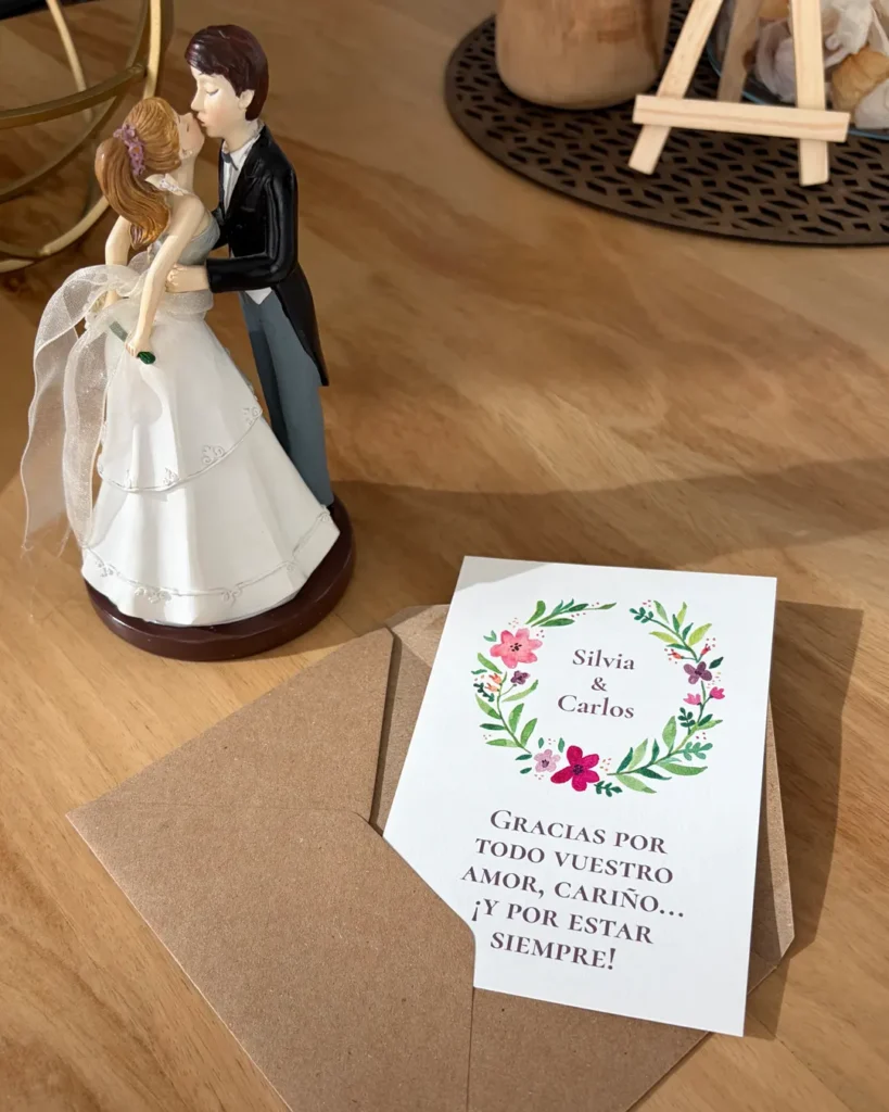 Invitación de Boda Acuarela 015 - Agradecimiento con sobre kraft