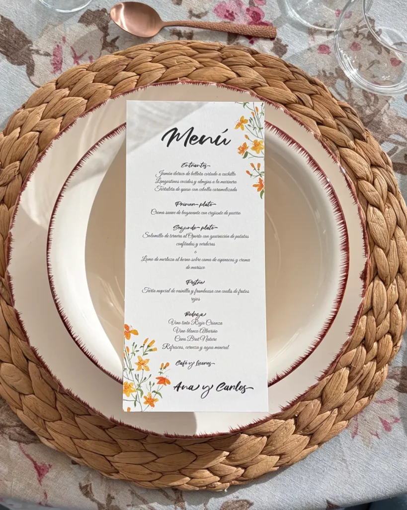 Invitación de Boda Acuarela 020 - Menu