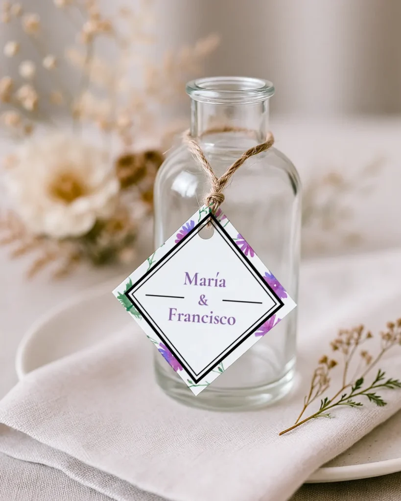 Invitación de Boda Acuarela 030 - Etiqueta para regalo