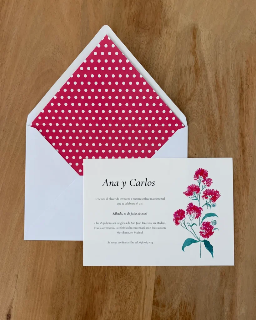 Invitación de Boda Acuarela 025 - Invitación y sobre forrado,