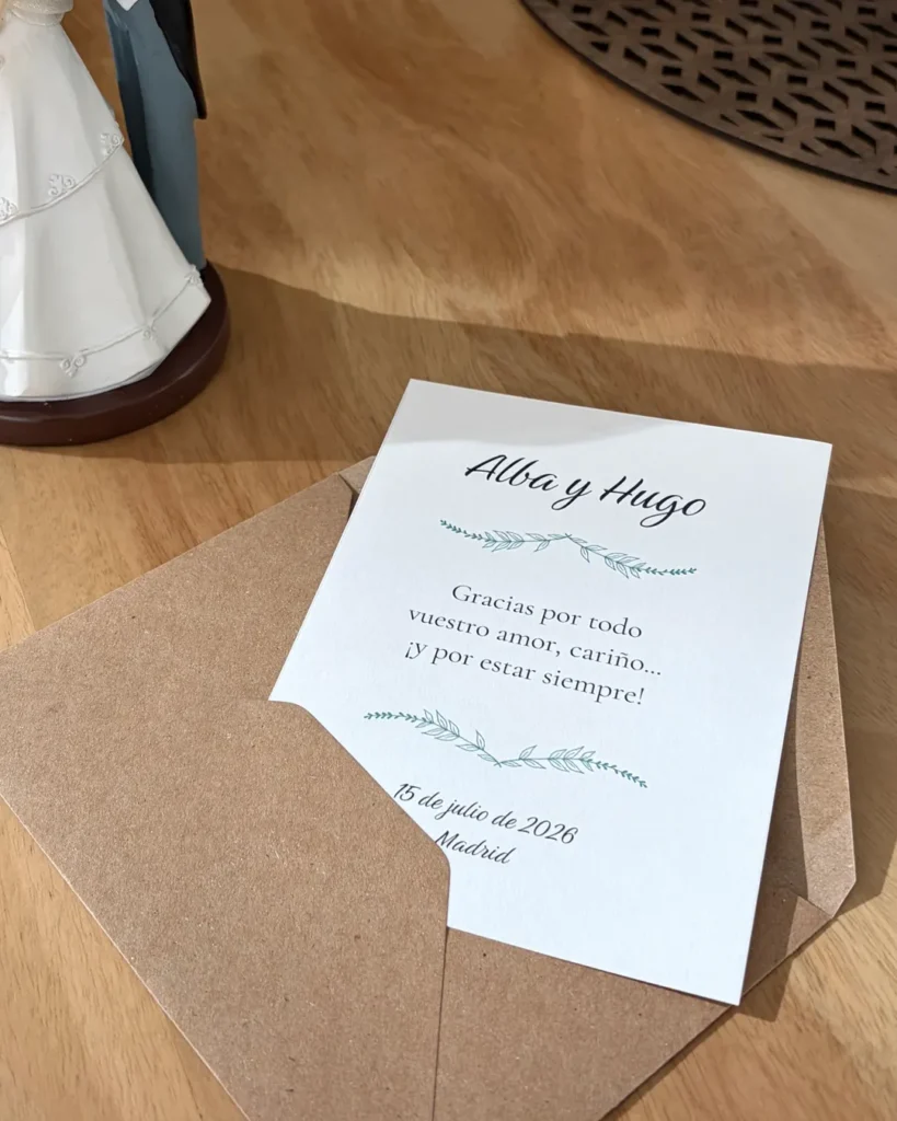 Invitación de Boda Clásica 020 Vintage Leaf - Agradecimiento